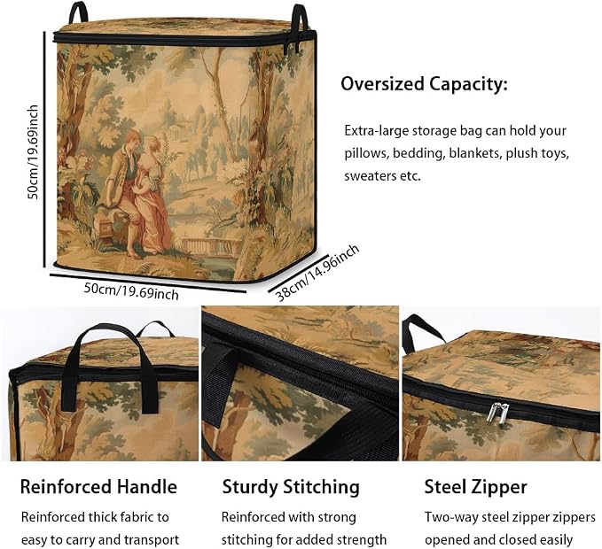 2pcs blanket storage bag for under bed,closet organizers 95L | clothing sweater sheet bedding comforter duvet quilt pillow toy storage bags with lids,dorm room essentials for containers