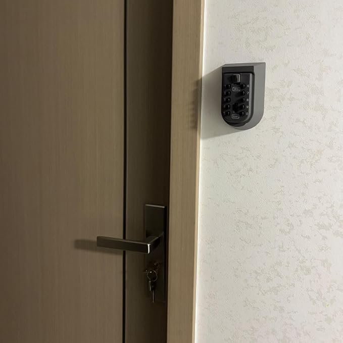 Key Lock Box for Outside Wall Mount, Waterproof Spare Key Storage Box, 10-digits Combination Lockbox Push Button Key Keeper Box for Home Indoor & Outdoor Realtors Landlord Property Management