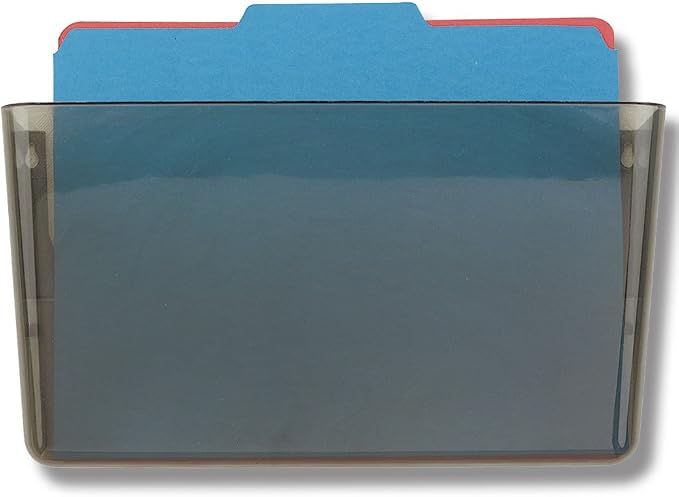 Officemate Wall File, Letter Size, Stackable Wall-Mounted Document Organizer, Plastic Pocket for Files, Mail & Folders, Gray (21431)