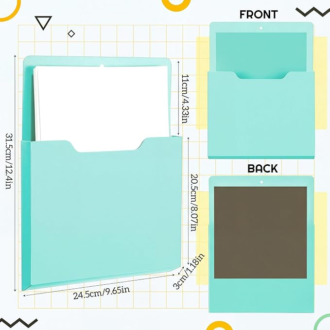 Gilprop 8 Pack Magnetic File Folder Holder for Whiteboard Classroom Storage | 10"x13"x1.2" Hanging Magnetic Wall File Organizer, Refrigerator Magazine Holder, for Mail Letters Paper Desk Office