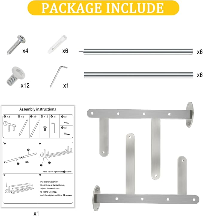 Double Towel Racks for Bathroom, Towel Rack with Shelf, Towel Shelf with Double Towel Bar Brushed Nickel, Wall Mount Towel Holder Stainless Steel, 32 Inch Towel Bar with Shelf