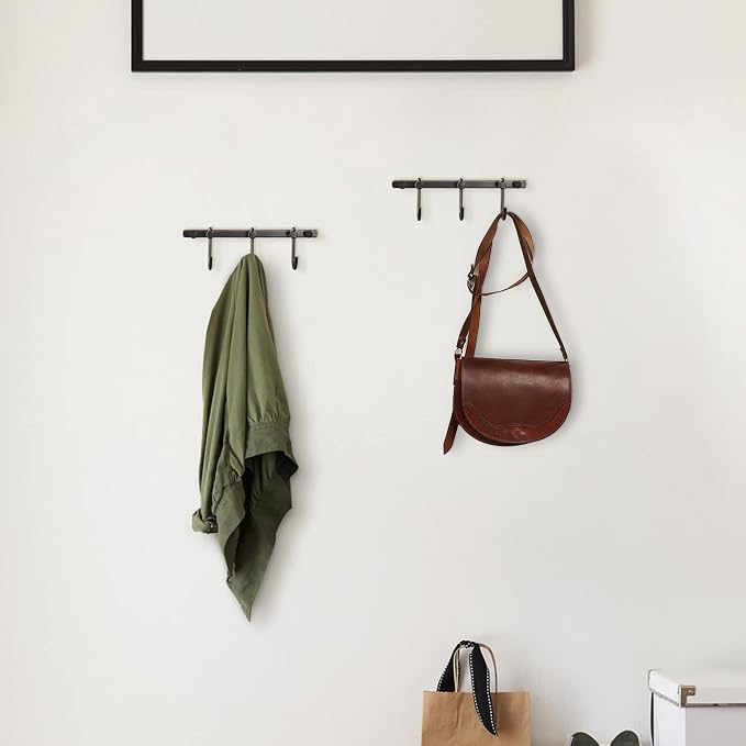WINCASE Bronze Towel Hooks, Bathroom Rail Hook Rack Wall Mounted, Antique Oil Rubbed Brass Cloth Coat Rack with 3 Hooks Farmhouse