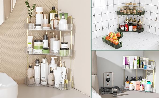 Webetop Corner Bathroom Organizer, 3 Tier Storage for Countertop | Multi Level Storage, Compact Design, Beauty Essentials Holder, Modern Style, Countertop Organization, Daily Convenience