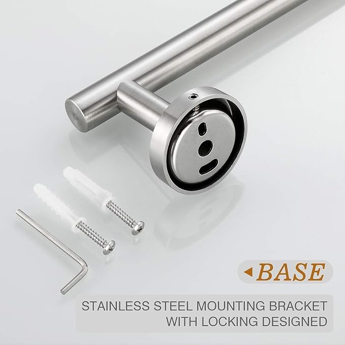 USHOWER Brushed Nickel Bath Towel Bar, 30-Inch Towel Racks for Bathroom | Thicken SUS304 Stainless Steel Towel Rod, Towel Holder Wall-Mounted, Modern Home Decor (Total Length 32-Inch)