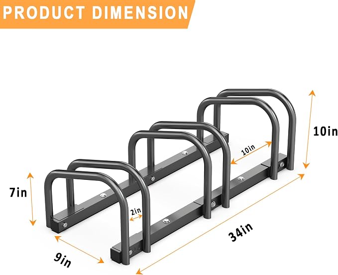 Bike Storage Rack for Garage, 3 Bikes Floor Bike Stand, Bicycle Parking Stand Rack for Indoor/Outdoor, Fit 22-28" Wheel Tire Width 2.1"