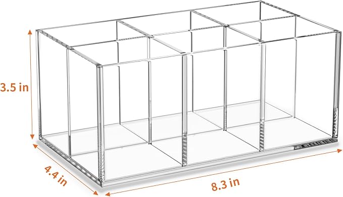 Clear Makeup Brush Holder Organizer Acrylic 6-Slots Cosmetic Brushes Storage Organizer for Vanity Countertop
