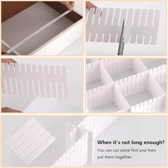 20Pcs Drawer Organizer Dividers 17"x2.8" Adjustable Storage Organizer Separator for Socks, Underwear, Makeup, Kitchen, Dresser