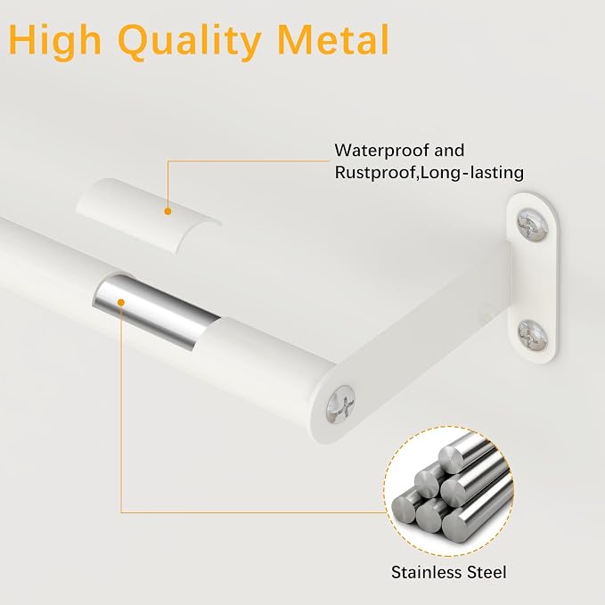 MKO Towel Bar for Bathroom Wall, 24 Inch Single Towel Rod Rack, White | Heavy Duty Stainless Steel, Towel Racks for Bathroom, Wall Mounted, Hand Towel Holder