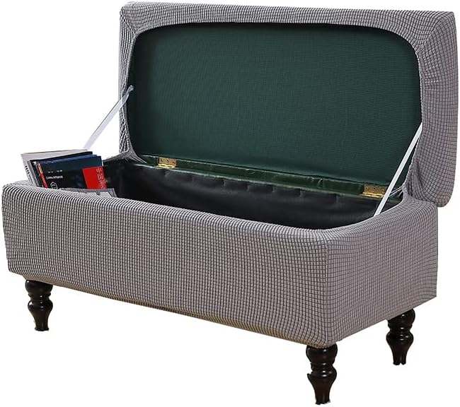 FUANGUI Ottoman Cover Slipcovers Rectangular Folding Stretch | Storage Bench Footrest Sofa Stool Covers Footstool Protector with Elastic Bottom, Removable Washable,Large