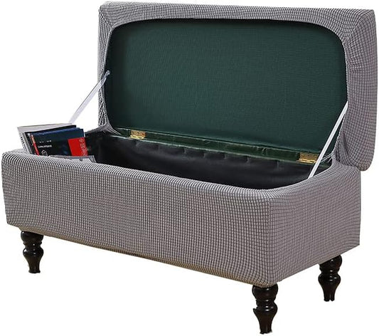 FUANGUI Ottoman Cover Slipcovers Rectangular Folding Stretch | Storage Bench Footrest Sofa Stool Covers Footstool Protector with Elastic Bottom, Removable Washable,Large