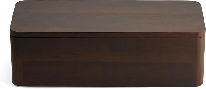 Cable Management Box – Power Strip Organizer – Desk Cord Organizer to Hide Wires & Chargers – Cable Storage Box for Home, Office Desk & Floor Cable Organization (Dark Walnut)