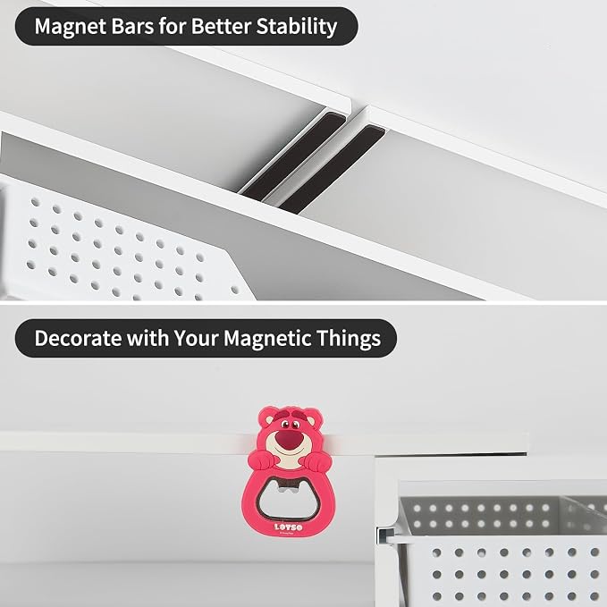 LEKETREE Dual Monitor Stand Riser with Drawer, Desk Organizer and Accessories, Metal Laptop Stand for Desk, Workspace Desktop Stand for Computer, Laptop, TV and More (White)