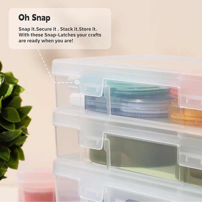 novelinks Plastic Pencil Boxes and Small Plastic Containers with Lids | 6 Pack, Large Clear, Large Capacity Pencil Case, Small Storage Containers, Cookie Cutter Storage, Knitting Needle Organizer