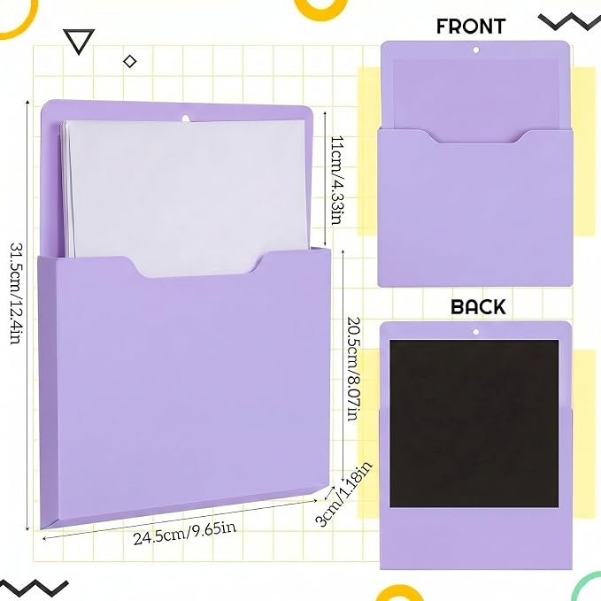 Gilprop 8 Pack Magnetic File Folder Holder for Whiteboard Classroom Storage | 10"x13"x1.2" Hanging Magnetic Wall File Organizer, Refrigerator Magazine Holder, for Mail Letters Paper Desk Office