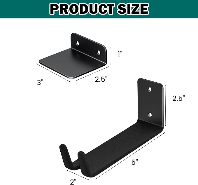 EVERHANGER Wall Mount Bike Pedal Hanger, Heavy-duty Garage Bike Rack, Horizontal Bike Hooks, Holds Up to 70LBS, 2 Pack