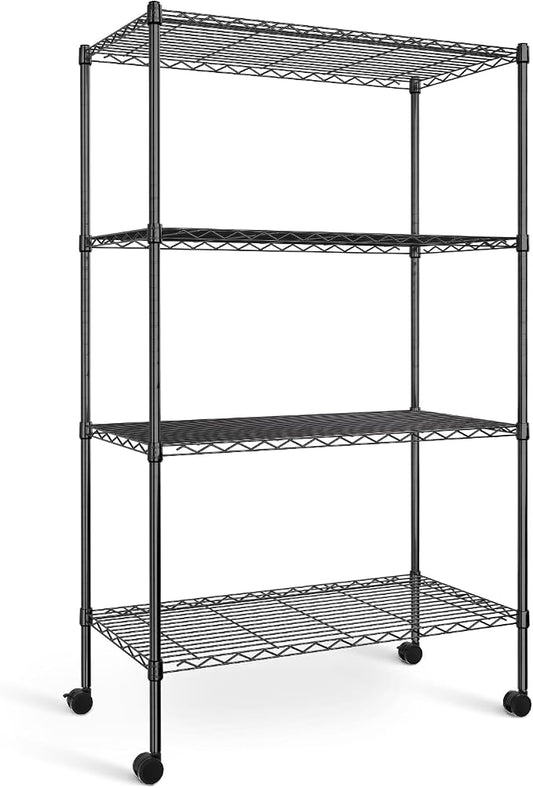 Simple Deluxe Heavy Duty 4-Tier Storage Shelving Unit, 35.83" W x 13.98" D x 55.91" H, 1000 Lbs Loading Capacity, Black