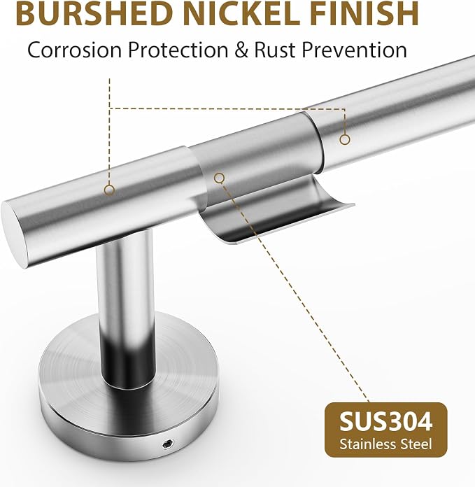 Luxbaro 18 Inch Brushed Nickel Towel Bar, Thicken, Total Length 20-Inch | Towel Rack for Bathroom Wall, SUS304 Stainless Steel Towel Rod, Modern Home Decor