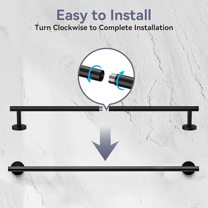 Matte Black Towel Bar, 30 Inch Bathroom Towel Rack | (Total Length 32-Inch), Towel Holder Wall Mounted, Thicken SUS304 Stainless Steel Towel Rod Modern Home Decor