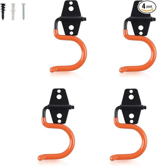 AOBEN Garage Hooks Heavy Duty, Steel Garage Storage Hooks, Utility Tool Hangers and Combinable Wall Mount Garage Hooks for Organizing Ladders, Bikes, Hoses, and More Equipment (S Hooks, 4 Pack)