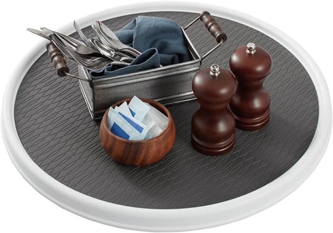 Copco 18 Inch Lazy Susan Turntable Organizer - Nonslip Rotating Cabinet Organizer for Kitchen Pantry, Under Sink, Countertop Storage, Rimmed Edge, Wipe Clean