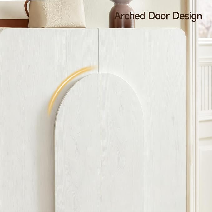 Shoe Storage Cabinet with Doors, Large Shoe Cabinet Storage for Entryway, Wooden 6 Tier Shoe Organizer Cabinets with Adjustable Shelves for Entrance Hallway Living Room Foyer (White)