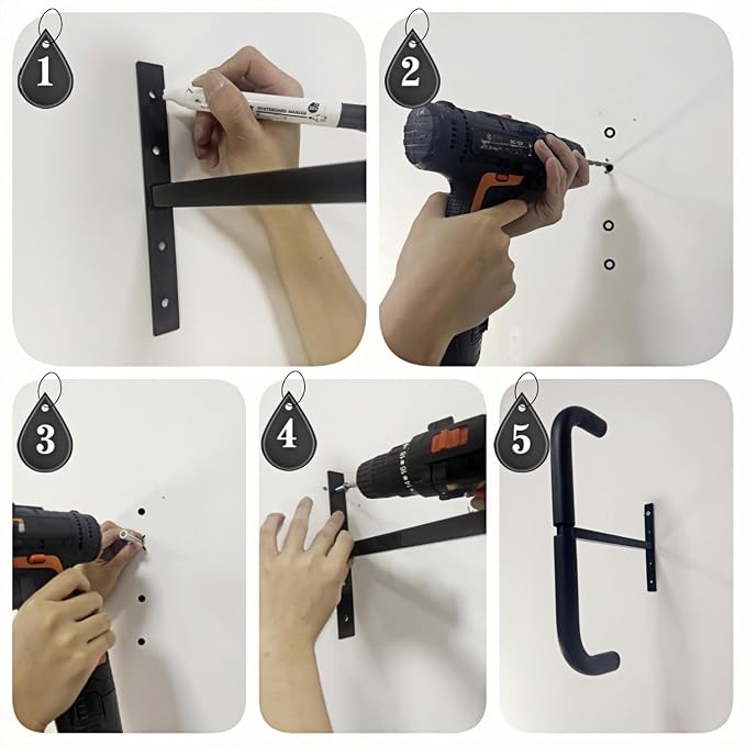 Overhead Garage Storage Hooks, Heavy Duty Double Ceiling Rack for Lumber Ladder Bikes Tires & Other Bulky Items (4)