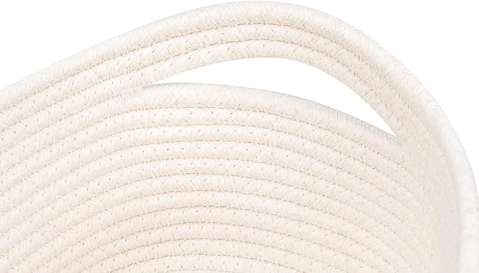 CubesLand Small Storage Baskets for Shelves, Closet Storage Bins | Empty Gift Basket Baby Nursery Woven Baskets for Organizing, Rectangular Clothes Closet Shelves Baskets 3 Packs Off White