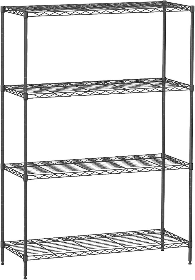 FDW | 4-Tier Wire Shelf | 35" x 13" x 53" | Black | Storage Shelves with Adjustable Racks, Holds upto 800 lbs | Rust-Resistant, No-Tool Assembly | For Home, Garage
