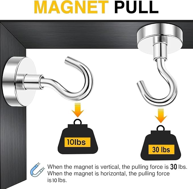 DIYMAG Magnetic Hooks 120pcs 30lbs Cruise Essentials 2026 Magnet Hook | Neodymium Heavy Duty Strong Magnets Hanging Ship Cabins Refrigerator Fridge Classroom Beach Vacation Kitchen Grills Home Tool