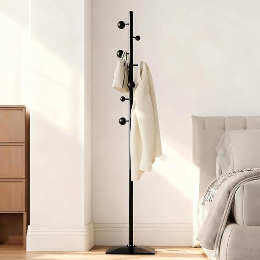 coat rack freestanding,coat rack stand with 7 Hooks and Metal Base for Bags, Hats.Coat Tree Coat Hanger Stand for Home Office Hall Entryway