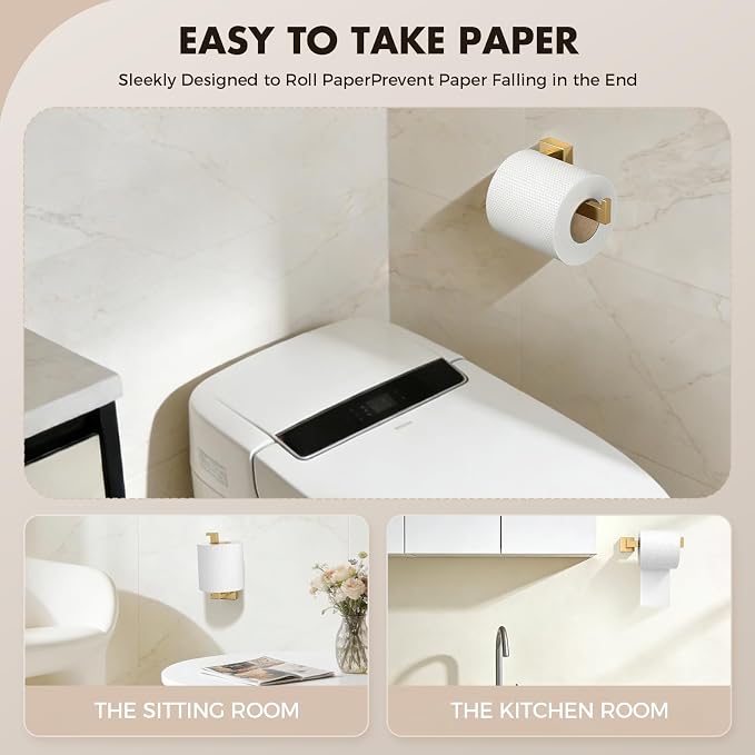 10-Pieces Gold Bathroom Accessories Set, 24 Inch Towel Bar Set | Stainless Steel, Towel Ring, Toilet Paper Holder, Robe Hooks, Towel Racks for Bathroom Wall Mounted, Bathroom Hardware Set