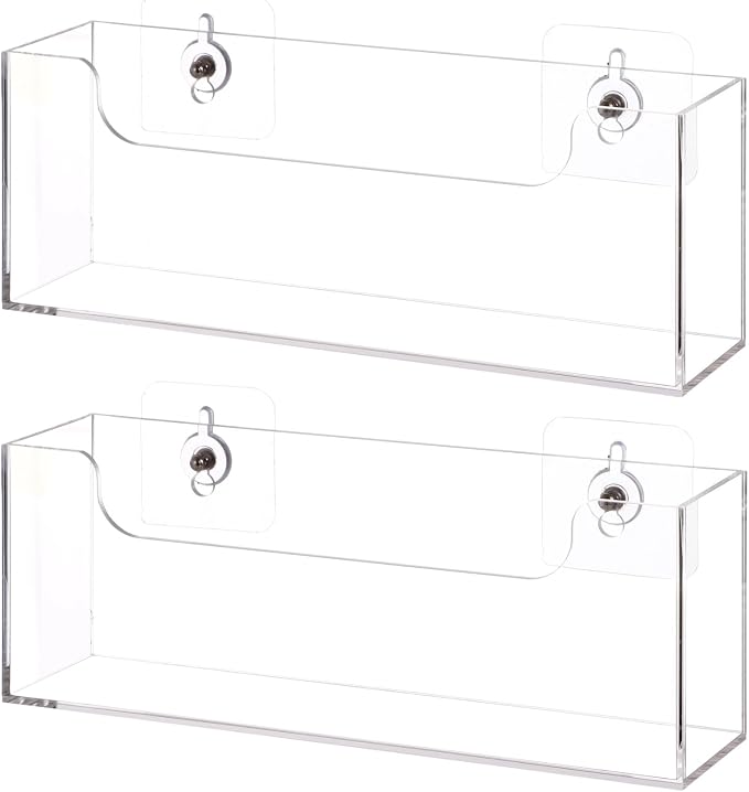 Homaisson Clear Acrylic Mail Holder Box for Desk or Wall Mount, Mail Organizer Countertop, Modern Wall Mounted or Tabletop Mailbox, Letter Storage Organizer Box (Clear-2PCS)