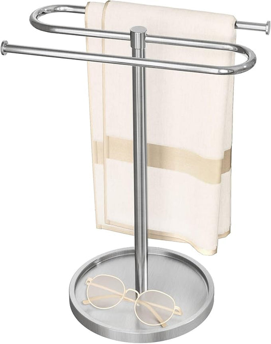 Bethom Hand Towel Holder Countertop Standing for Bathroom,Brushed Nickel | S-Shape Stainless Steel Towel Stand Rack Bar Holds 2 Towels for Kitchen