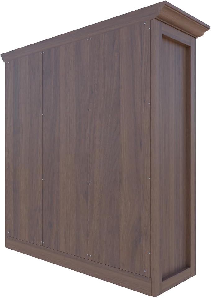 OSCHF 9-Cube Open Bookcase with Base, 3-Tier Wooden Bookshelf, Walnut | Curved Base, Crown Molding, Fits 11×11" Bins, Modern Storage Cabinet for Living Room, Bedroom, Home Office