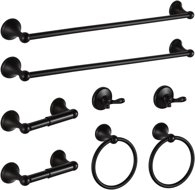 BGL Bathroom Hardware Set Oil-Rubbed Bronze Bath Towel Bars Adjustable Expandable Bathroom Accessory Set Towel Racks 8-Pieces Wall Mount