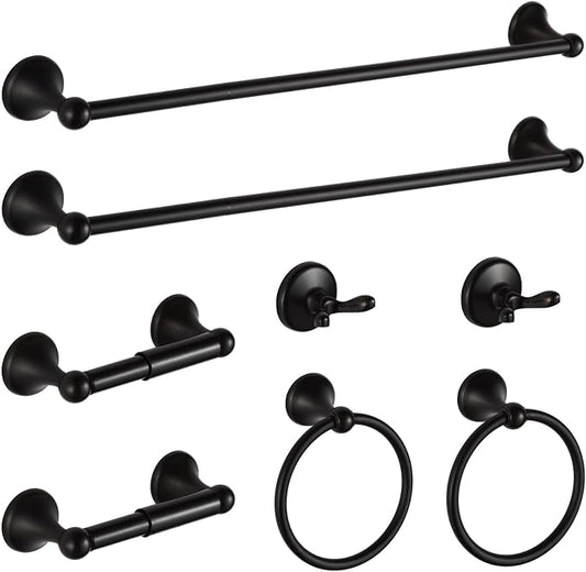 BGL Bathroom Hardware Set Oil-Rubbed Bronze Bath Towel Bars Adjustable Expandable Bathroom Accessory Set Towel Racks 8-Pieces Wall Mount