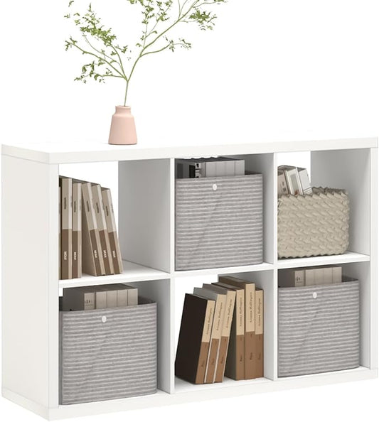 6 Cube Storage Organizer Shelf, White, 11inch | 2026 Wooden Thick Frame, Anti-Tipping Kits, Reversible Open Back Bookcase, Horizontal and Vertical Dual-use