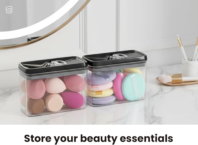 Felli Flip Tite Storage Container with Lid 4” RECTANGULAR Airtight Ring Flip Top, Stackable Kitchen Counter Pantry Organizer Acrylic Canister Jar for Pasta Spaghetti Cereal Granola Coffee (1.9qt)