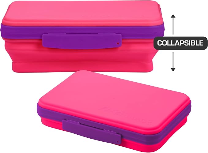 It's Academic Flexi Storage Box with Lid, Collapsible Pencil Case Design for Craft and School Supplies, 3-Pack