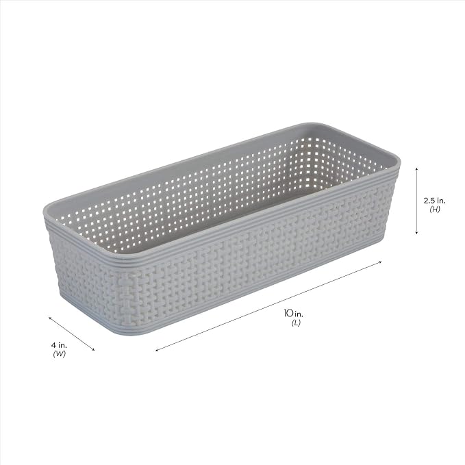 Simplify 10 Piece Organizing Set | Multiple Size Bins | Multipurpose | Office | Desk | Dorm | Bathroom | Storage Basket | Small Items | Accessories | Grey