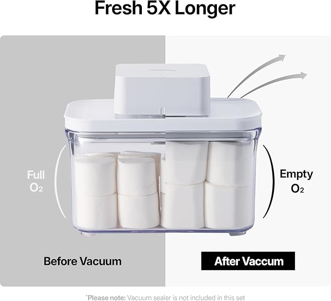 VAKUEN Premium Airtight Food Storage Containers, Rectangular 2PC(1.06qt), Smart One-Click Seal Lid, No Hinges, Patented Double Silicone Lining, 100% Leak Proof, BPA-FREE, Dishwasher, Microwave Safe