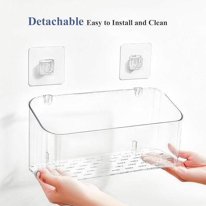 2 Pack Clear Bath Toy Storage Organizer for Baby & Toddler Shower | Large Quick-Drain Shower Caddy, Perforated Fast Draining Bath Toy Holder Storage Basket for Baby, Toddler and Kids Bathroom