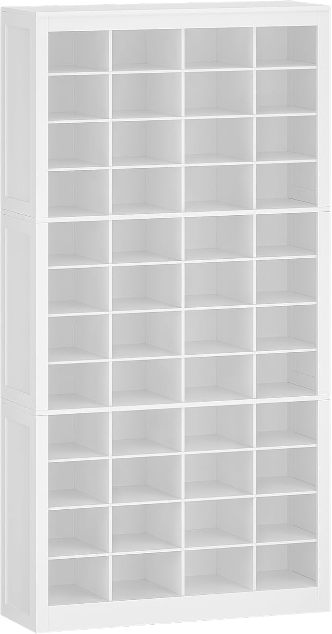 Hzuaneri Shoe Storage Cabinet, 48 Pairs Free Standing Closet Organizer, 9 inch Widened Cell Wood Shoe Organizer, 12 Tiers Vertical Space Saving Shoe Rack for Entryway, Cloakroom, White SR39603X