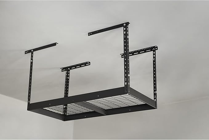 Klutch Overhead Storage Rack, 48in.L x 24in.D, 350-Lb. Capacity | Adjustable Height, 23in.-37in.H, Accessible organization, Garage and workshop storage, Easy inventory visibility
