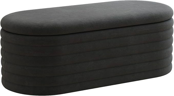 Storage Ottoman Bench 40 inch Upholstered Chenille Fabric Storage Bench for Bedroom End of Bed Stool Aesthetic Large Storag Ottoman for Living Room Entryway,Black