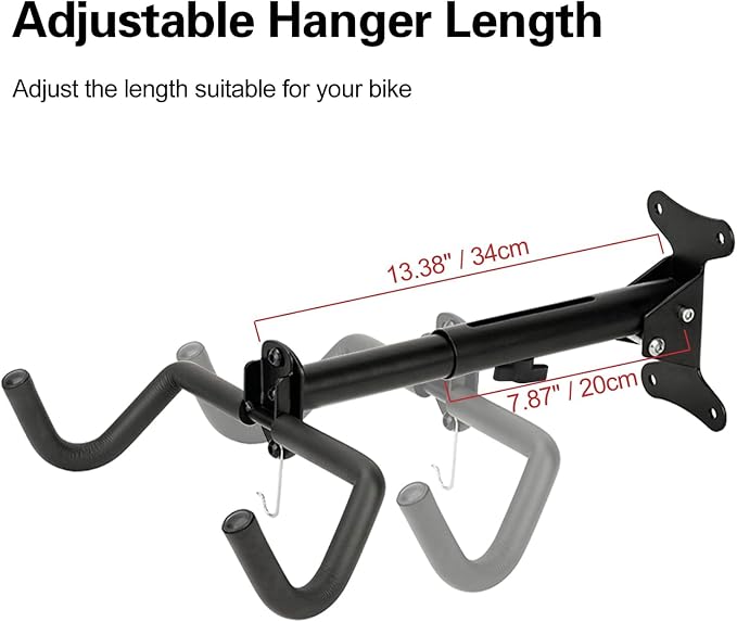 Bike Wall Mount Hanger, Bicycle Garage Storage Rack Hook with a Helmet Hook to Hang the Helmet, Horizontal Indoor Bike Holder for Hanging Mountain, Road, Hybrid Bikes