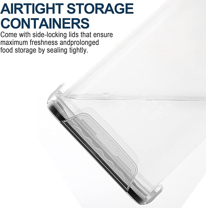 Large Food Storage Containers 5.2L (175oz), MCIRCO 4 Pieces Plastic Airtight Food Storage Containers for Flour, Sugar, Baking Supplies, with 4 Measuring Cups and 20 Labels