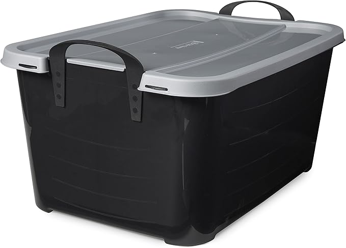 Life Story 6 Pack Stackable Storage Bin, 55 Qt Home Organizers, Black/Gray | Heavy-Duty Versatile Lightweight Locking Bins with Carrying Handles