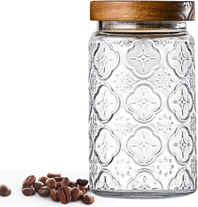 Adodeen Glass Storage Containers With Lids, Glass Jars With Lids, 32OZ | Airtight Glass Food Storage Containers, Kitchen Canisters For Sugar, Coffee, Tea, Spice, Flour, Candy, Pasta, Cereal