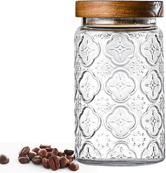 Adodeen Glass Storage Containers With Lids, Glass Jars With Lids, 32OZ | Airtight Glass Food Storage Containers, Kitchen Canisters For Sugar, Coffee, Tea, Spice, Flour, Candy, Pasta, Cereal